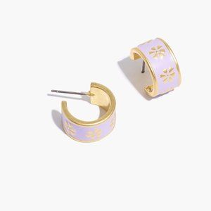 Madewell Retro Daisy Enamel Huggie Hoop Earrings